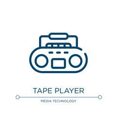 Tape player icon. Linear vector illustration from media technology collection. Outline tape player icon vector. Thin line symbol for use on web and mobile apps, logo, print media.
