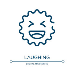 Laughing icon. Linear vector illustration from social media collection. Outline laughing icon vector. Thin line symbol for use on web and mobile apps, logo, print media.