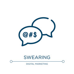 Swearing icon. Linear vector illustration from discussion collection. Outline swearing icon vector. Thin line symbol for use on web and mobile apps, logo, print media.