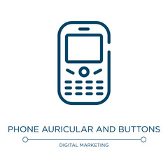 Phone auricular and buttons icon. Linear vector illustration from mobile phones collection. Outline phone auricular and buttons icon vector. Thin line symbol for use on web and mobile apps, logo,