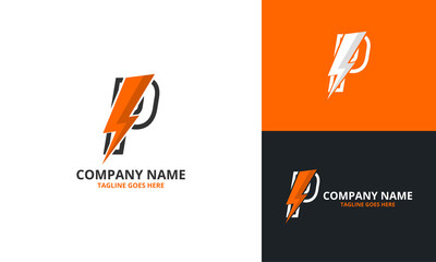 Flash p Letter Logo Icon Template. Illustration vector graphic. Design concept Electrical Bolt With Initial p Letter Logo Design. Perfect for corporate, technology, initial , community and more techno