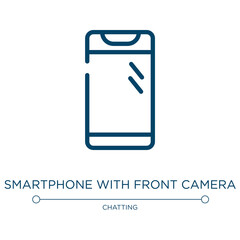 Smartphone with front camera icon. Linear vector illustration from smart devices collection. Outline smartphone with front camera icon vector. Thin line symbol for use on web and mobile apps, logo,