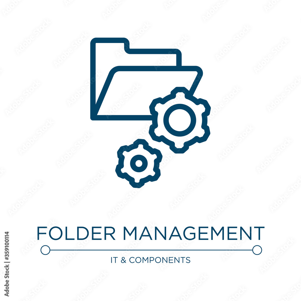 Poster folder management icon. linear vector illustration from web development collection. outline folder m