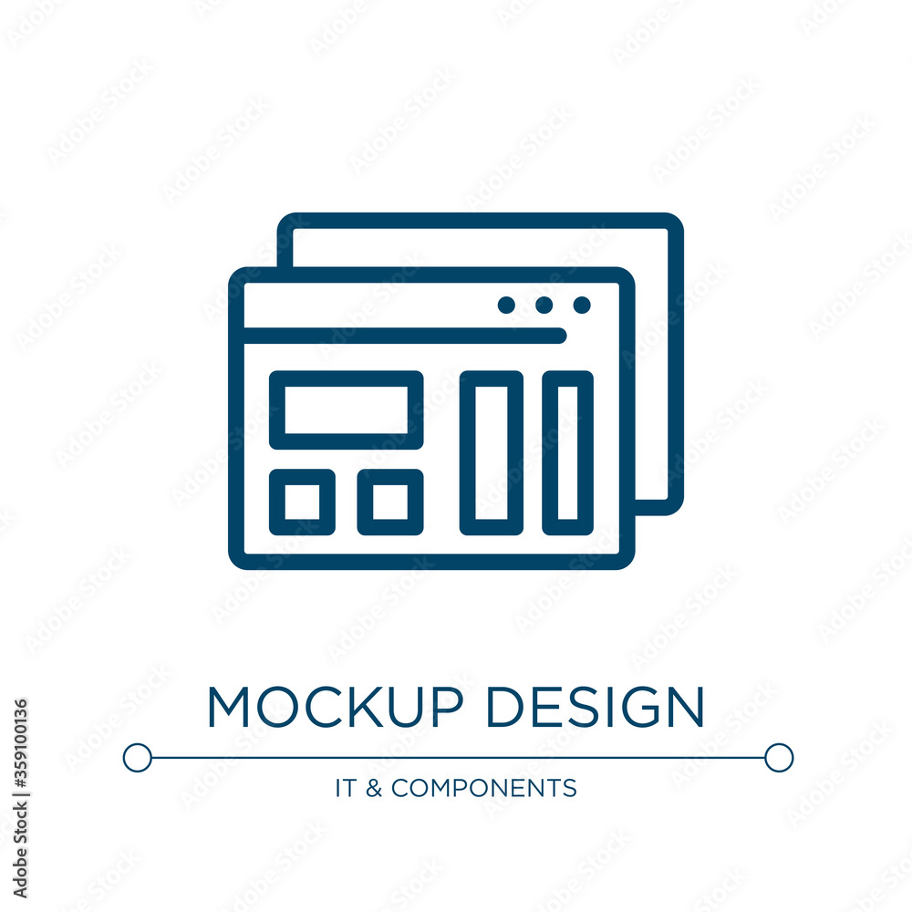 Poster mockup design icon. linear vector illustration from web development collection. outline mockup desig