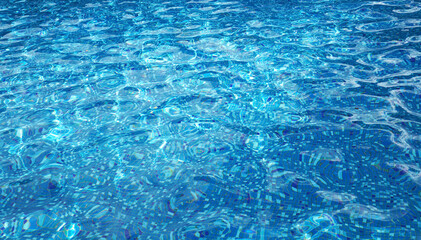 Fototapeta premium Swimming pool bottom caustics ripple and flow with waves background