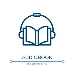 Audiobook icon. Linear vector illustration from online learning collection. Outline audiobook icon vector. Thin line symbol for use on web and mobile apps, logo, print media.