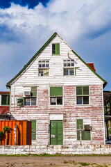 Historic architecture in the  historic city of Paramaribo, Suriname. The historic inner city of Paramaribo is a UNESCO World Heritage Site since 2002.