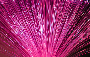 Fiber optics network cable on technology background