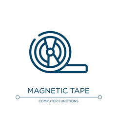 Magnetic tape icon. Linear vector illustration from computer functions collection. Outline magnetic tape icon vector. Thin line symbol for use on web and mobile apps, logo, print media.