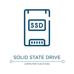 Solid state drive icon. Linear vector illustration from computer functions collection. Outline solid state drive icon vector. Thin line symbol for use on web and mobile apps, logo, print media.
