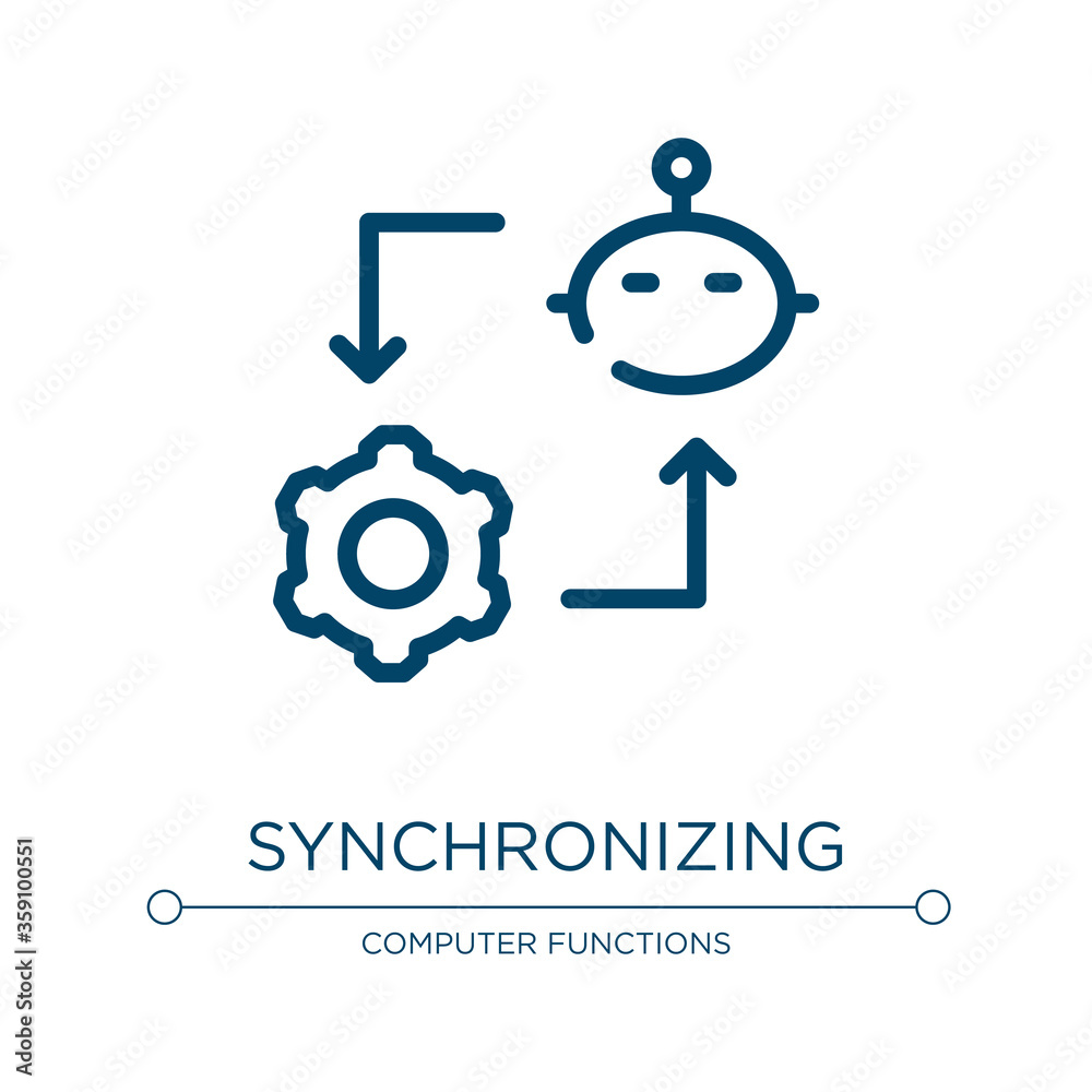 Poster synchronizing icon. linear vector illustration from ai for earth collection. outline synchronizing i