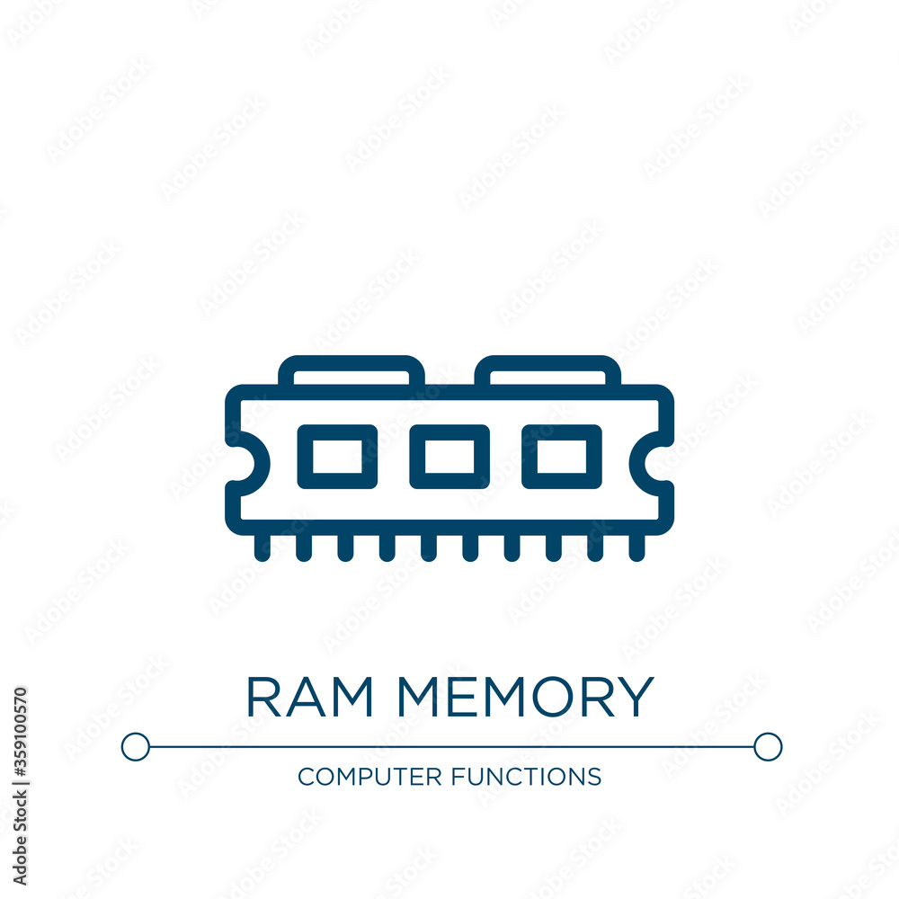 Poster Ram memory icon. Linear vector illustration from computer and data collection. Outline ram memory icon vector. Thin line symbol for use on web and mobile apps, logo, print media.