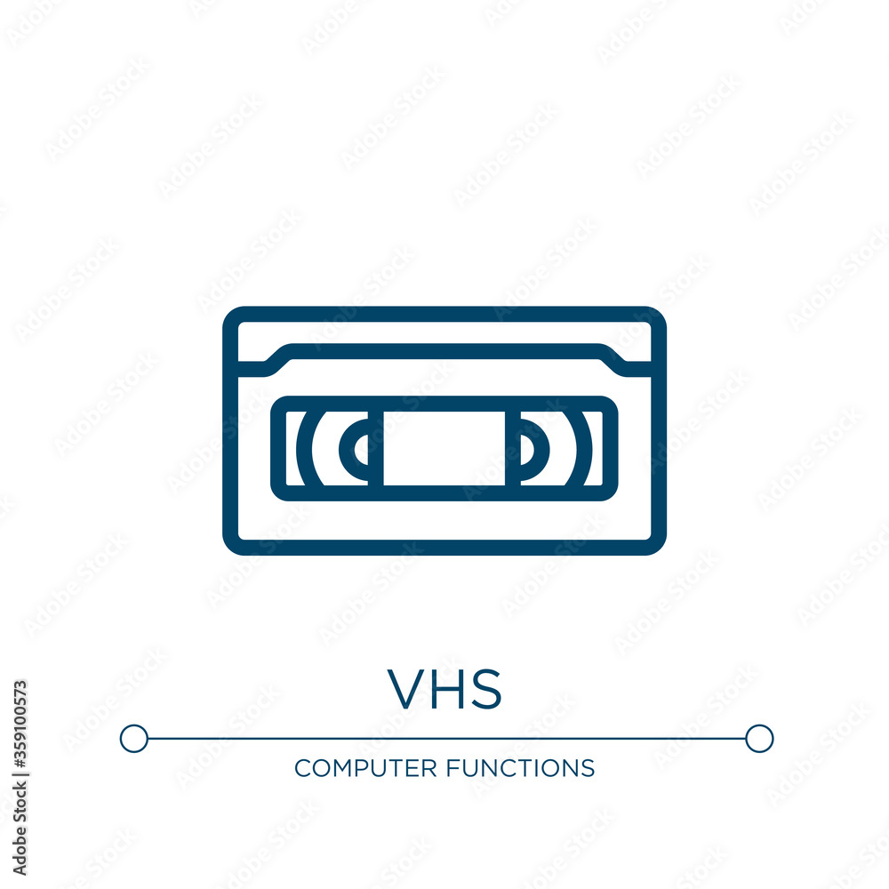 Poster vhs icon. linear vector illustration from computer and data collection. outline vhs icon vector. thi