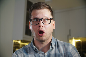 Shocked, Amazed, Stunned Man, Face in Shock, Close Up