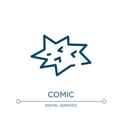 Comic icon. Linear vector illustration from nerd collection. Outline comic icon vector. Thin line symbol for use on web and mobile apps, logo, print media.