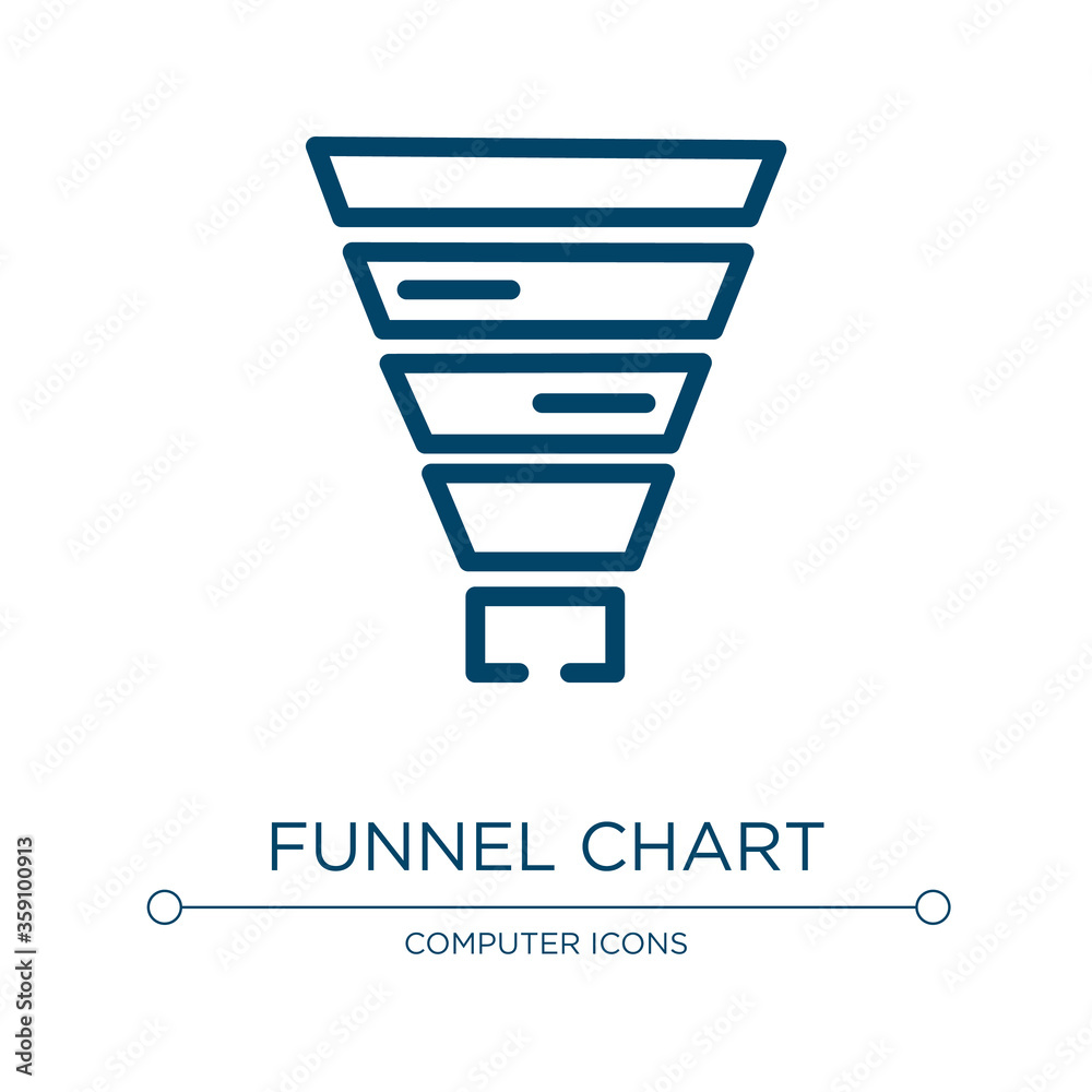 Poster funnel chart icon. linear vector illustration from computer and media collection. outline funnel cha