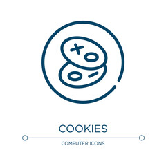 Cookies symbol for interface icon. Linear vector illustration from computer and media collection. Outline cookies symbol for interface icon vector. Thin line symbol for use on web and mobile apps,