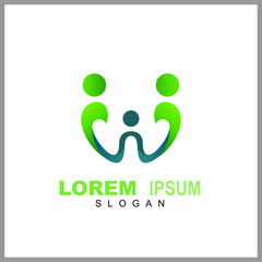 People logo design vector illustration, human care symbol, happy family icon, community foundation