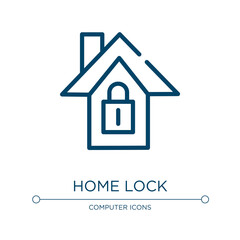 Home lock icon. Linear vector illustration from computer and media collection. Outline home lock icon vector. Thin line symbol for use on web and mobile apps, logo, print media.