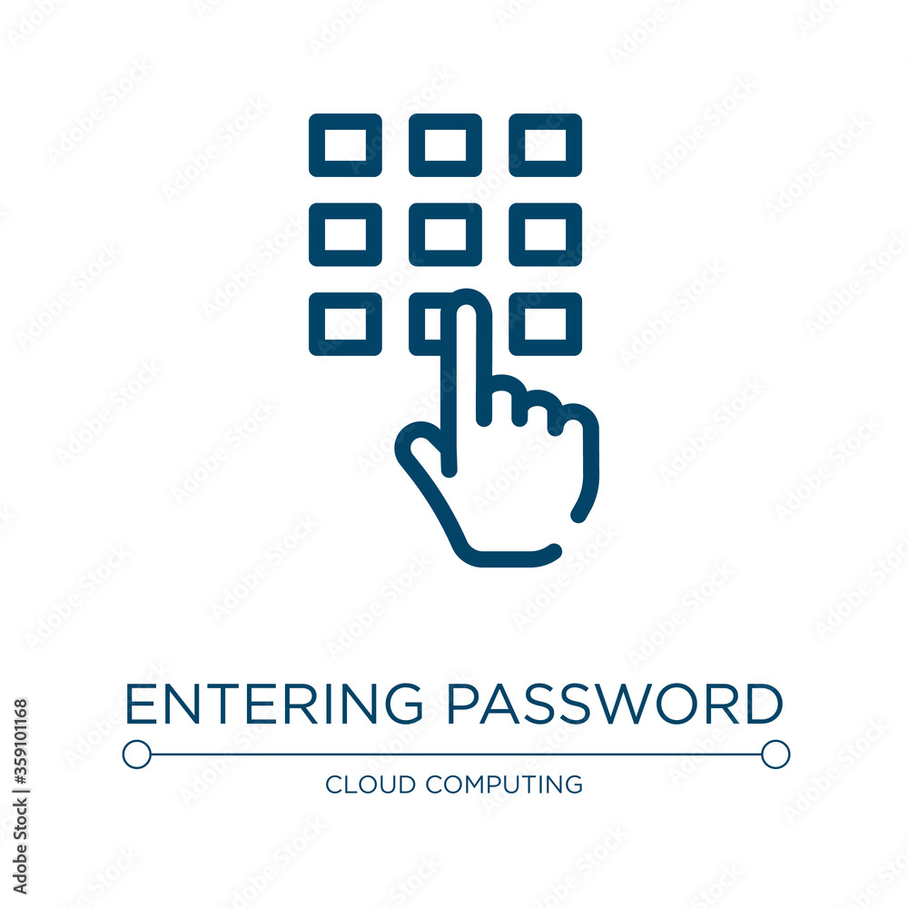 Poster entering password icon. linear vector illustration from cursors and pointers collection. outline ent