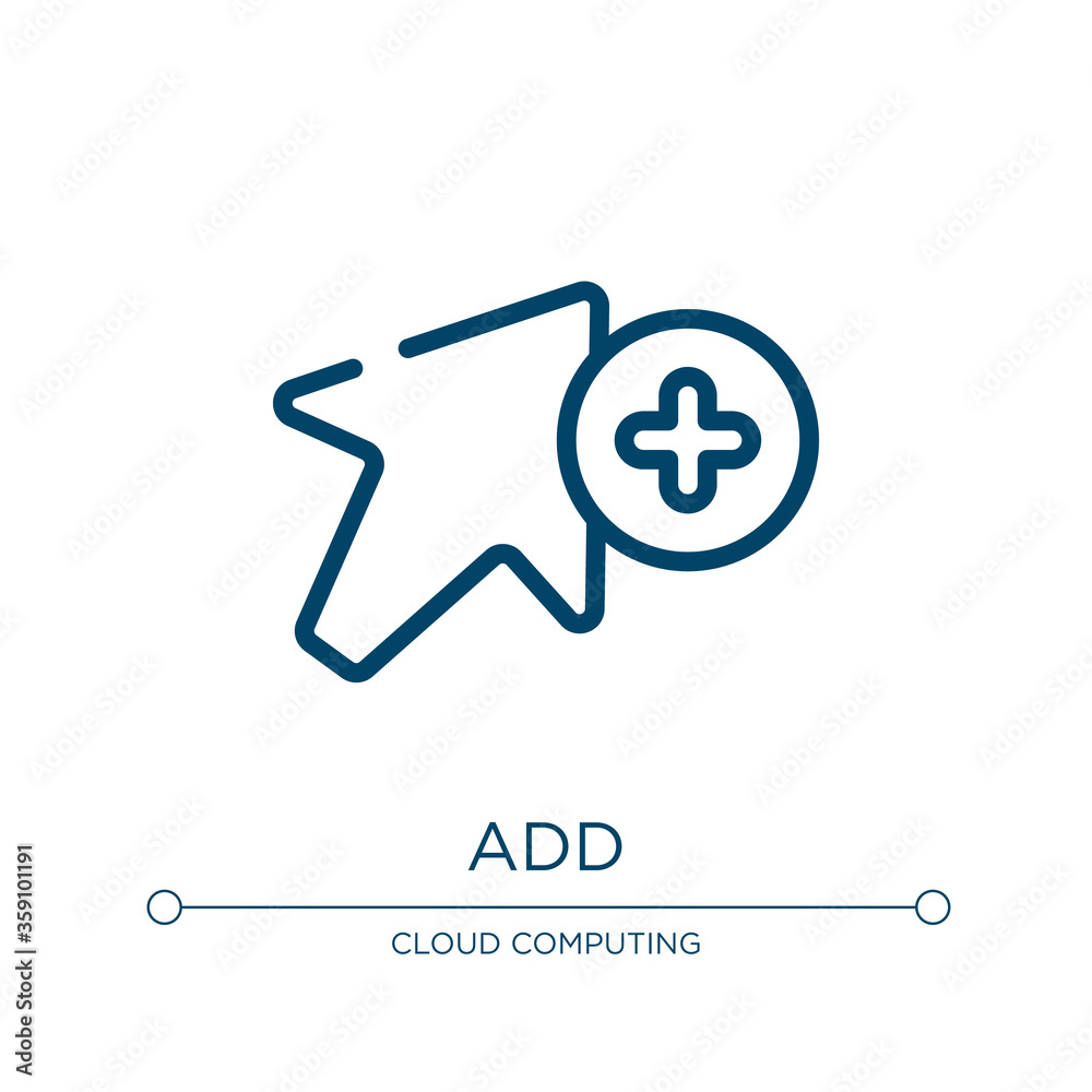 Poster add icon icon. linear vector illustration from cursors and pointers collection. outline add icon ico