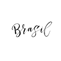 Fototapeta na wymiar Brasil card. Modern vector brush calligraphy. Ink illustration with hand-drawn lettering. 