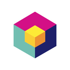 geometric and abstract 3d cube flat style icon vector design