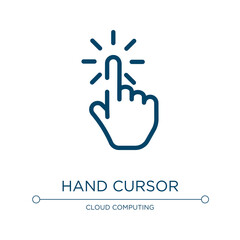 Hand cursor icon. Linear vector illustration from cursors and pointers collection. Outline hand cursor icon vector. Thin line symbol for use on web and mobile apps, logo, print media.