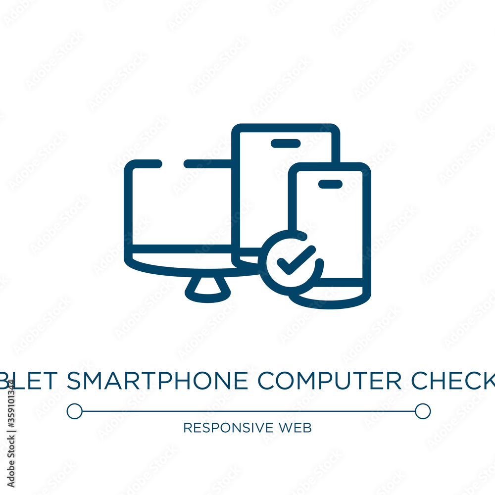 Fototapete tablet smartphone computer checked icon. linear vector illustration from responsive web collection. 