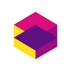 geometric and abstract 3d cube flat style icon vector design