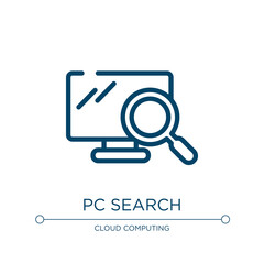 Pc search icon. Linear vector illustration from responsive web collection. Outline pc search icon vector. Thin line symbol for use on web and mobile apps, logo, print media.