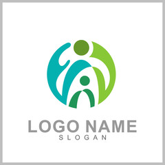 People logo design vector illustration, human care symbol, happy family icon, community foundation