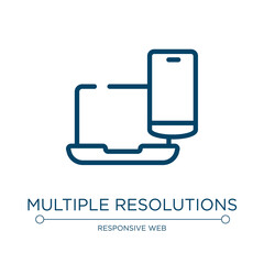 Multiple resolutions icon. Linear vector illustration from responsive web collection. Outline multiple resolutions icon vector. Thin line symbol for use on web and mobile apps, logo, print media.