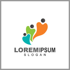 People logo design vector illustration, human care symbol, happy family icon, community foundation