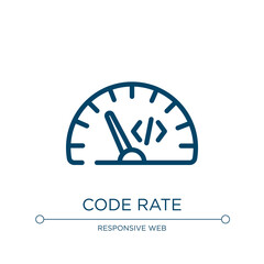 Code rate icon. Linear vector illustration from programming line craft collection. Outline code rate icon vector. Thin line symbol for use on web and mobile apps, logo, print media.