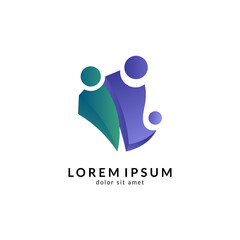 People logo design vector illustration, human care symbol, happy family icon, community foundation