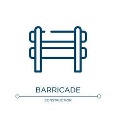 Barricade icon. Linear vector illustration from tools collection. Outline barricade icon vector. Thin line symbol for use on web and mobile apps, logo, print media.