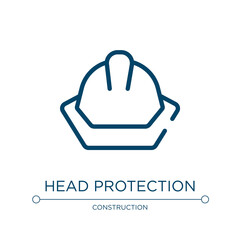 Head protection icon. Linear vector illustration from construction collection. Outline head protection icon vector. Thin line symbol for use on web and mobile apps, logo, print media.