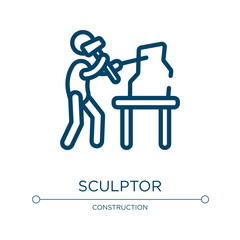 Sculptor icon. Linear vector illustration from mining and crafting collection. Outline sculptor icon vector. Thin line symbol for use on web and mobile apps, logo, print media.