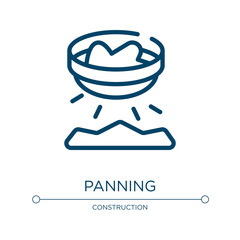Panning icon. Linear vector illustration from mining and crafting collection. Outline panning icon vector. Thin line symbol for use on web and mobile apps, logo, print media.