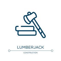 Lumberjack icon. Linear vector illustration from mining and crafting collection. Outline lumberjack icon vector. Thin line symbol for use on web and mobile apps, logo, print media.