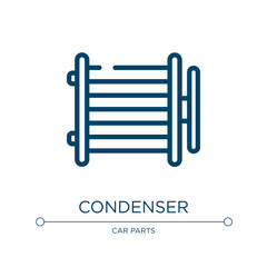 Condenser icon. Linear vector illustration from car parts collection. Outline condenser icon vector. Thin line symbol for use on web and mobile apps, logo, print media.