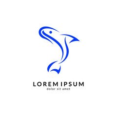 Fototapeta premium Fish logo vector template, suitable for fishing, restaurant seafood, market shop, business store, aquatic mascot and environment icon