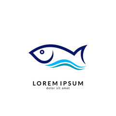 Fish logo vector template, suitable for fishing, restaurant seafood, market shop, business store, aquatic mascot and environment icon