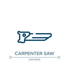 Carpenter saw icon. Linear vector illustration from toolbox collection. Outline carpenter saw icon vector. Thin line symbol for use on web and mobile apps, logo, print media.