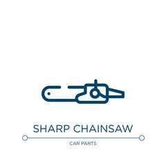 Sharp chainsaw icon. Linear vector illustration from toolbox collection. Outline sharp chainsaw icon vector. Thin line symbol for use on web and mobile apps, logo, print media.