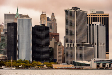 Architecture of the Downtown of Manhattan on a cloudy day, NY, United Sates of America