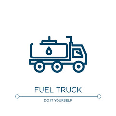 Fuel truck icon. Linear vector illustration from constructicons collection. Outline fuel truck icon vector. Thin line symbol for use on web and mobile apps, logo, print media.