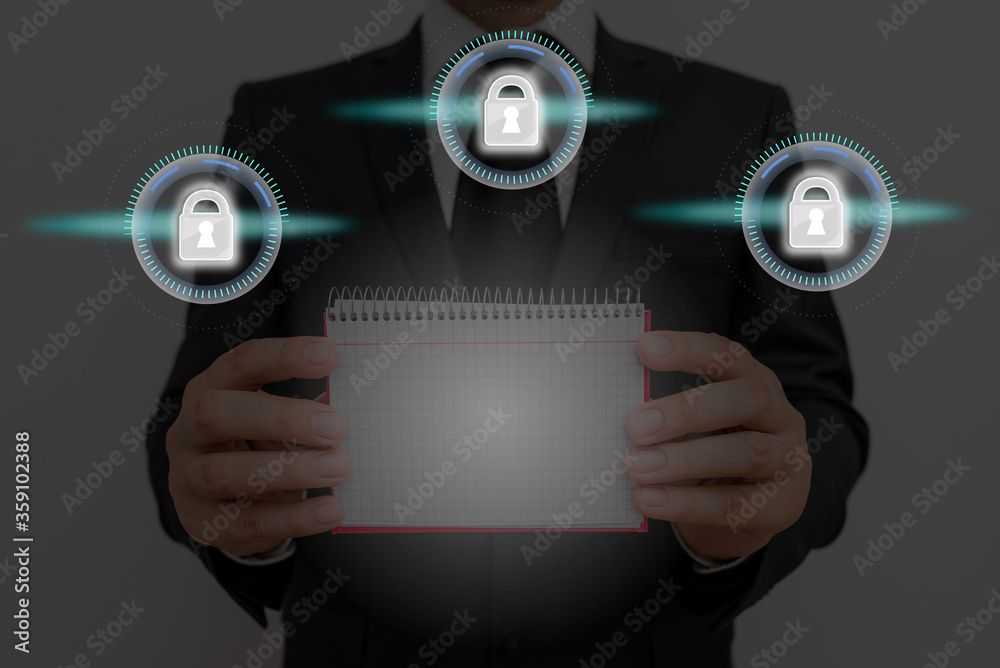 Poster graphics padlock for web data information security application system