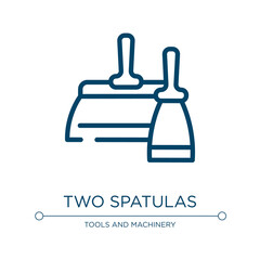 Two spatulas icon. Linear vector illustration from tools and machinery collection. Outline two spatulas icon vector. Thin line symbol for use on web and mobile apps, logo, print media.